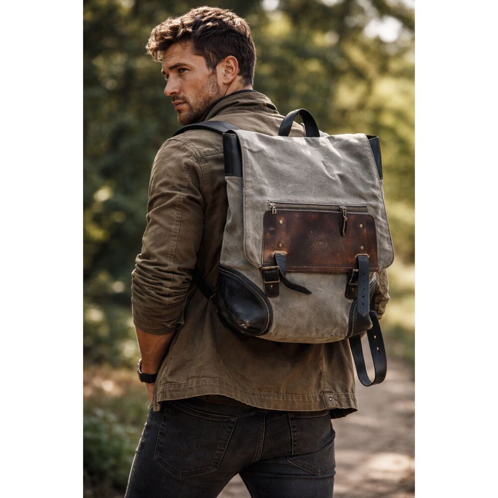 RARE Wolverine 1000 Mile Explorer Backpack Horween Leather Canvas Rugged Travel